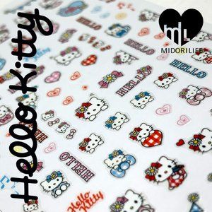 HELLO KITTY (Gingham & Bows) Fingernail Stickers Manicure Decals